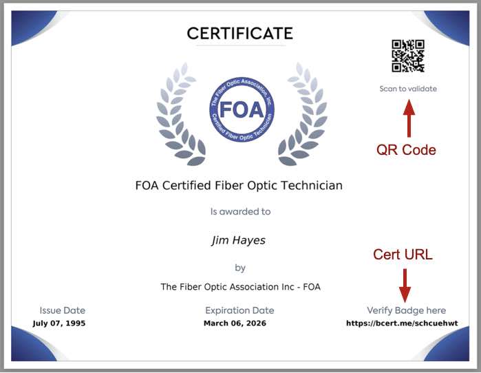Printed certificate