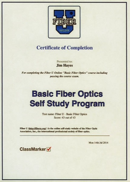 Fiber U certificate