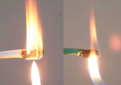 Counterfeit cable flame test